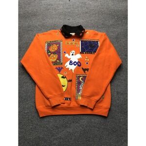 Vintage Fresh Paint Shirt Womens Large Orange Halloween Boo Ghost Witch 90s